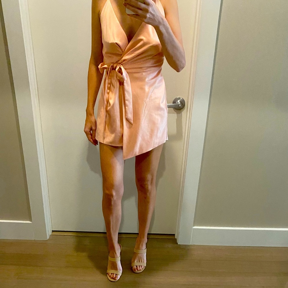 Peach wrap dress